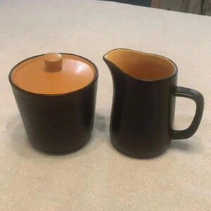 Mikasa Orange Sherbet creamer and sugar set.